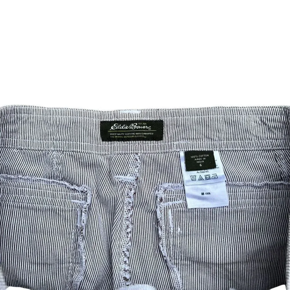 EDDIE BAUER Grey & White Striped Cropped Pants Size 6
